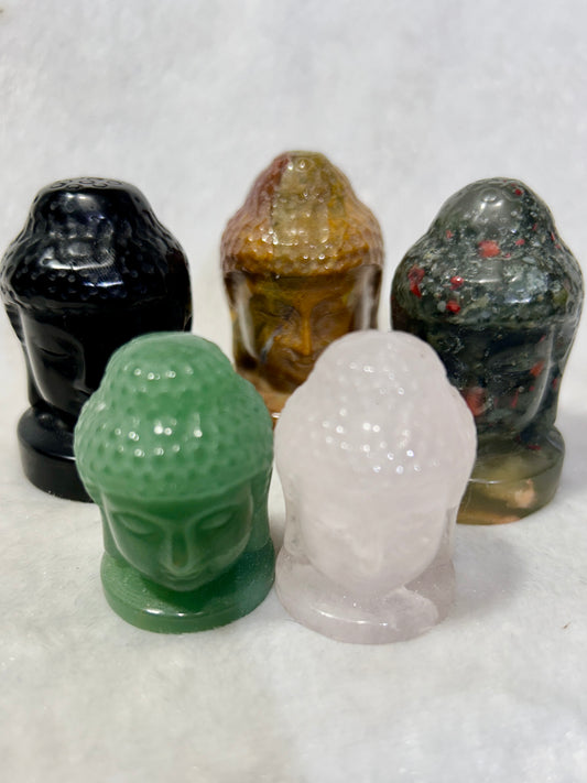 1 set Mixed size and stone Buddha heads