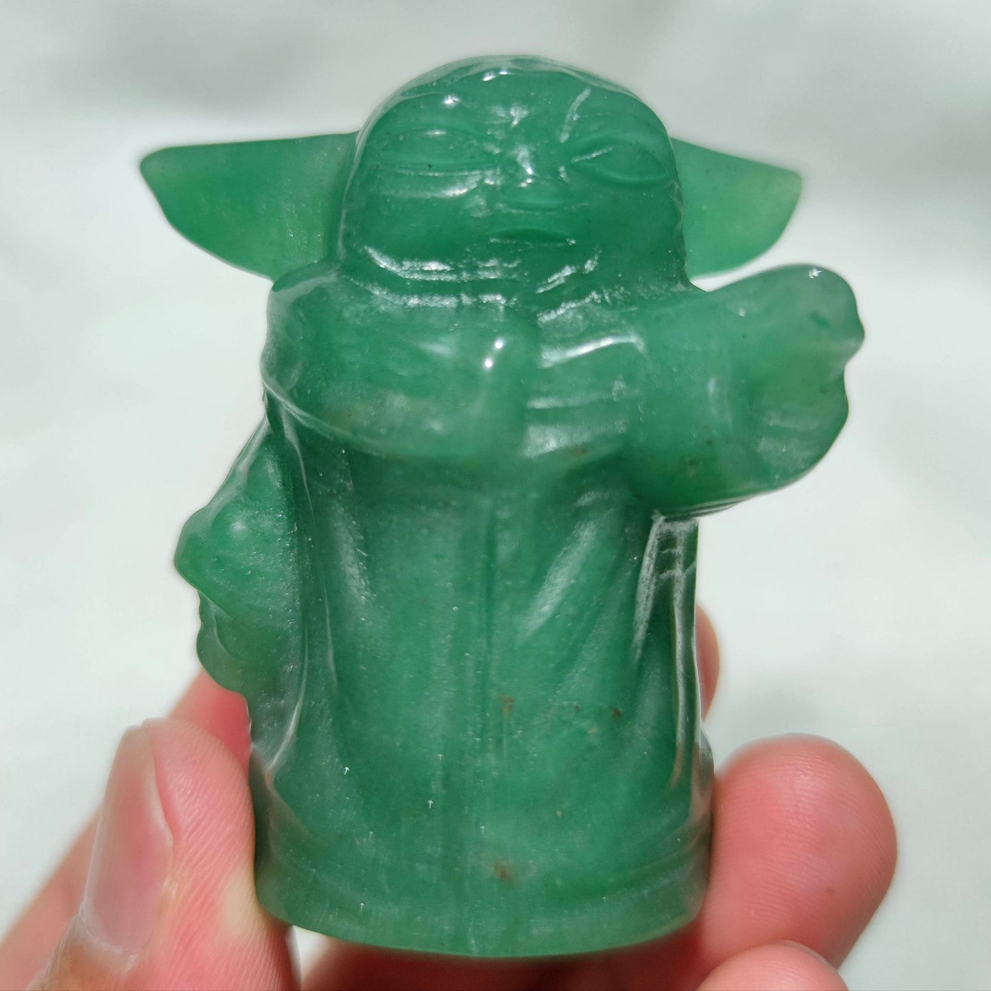 Polished Green aventurine Yoda carvings