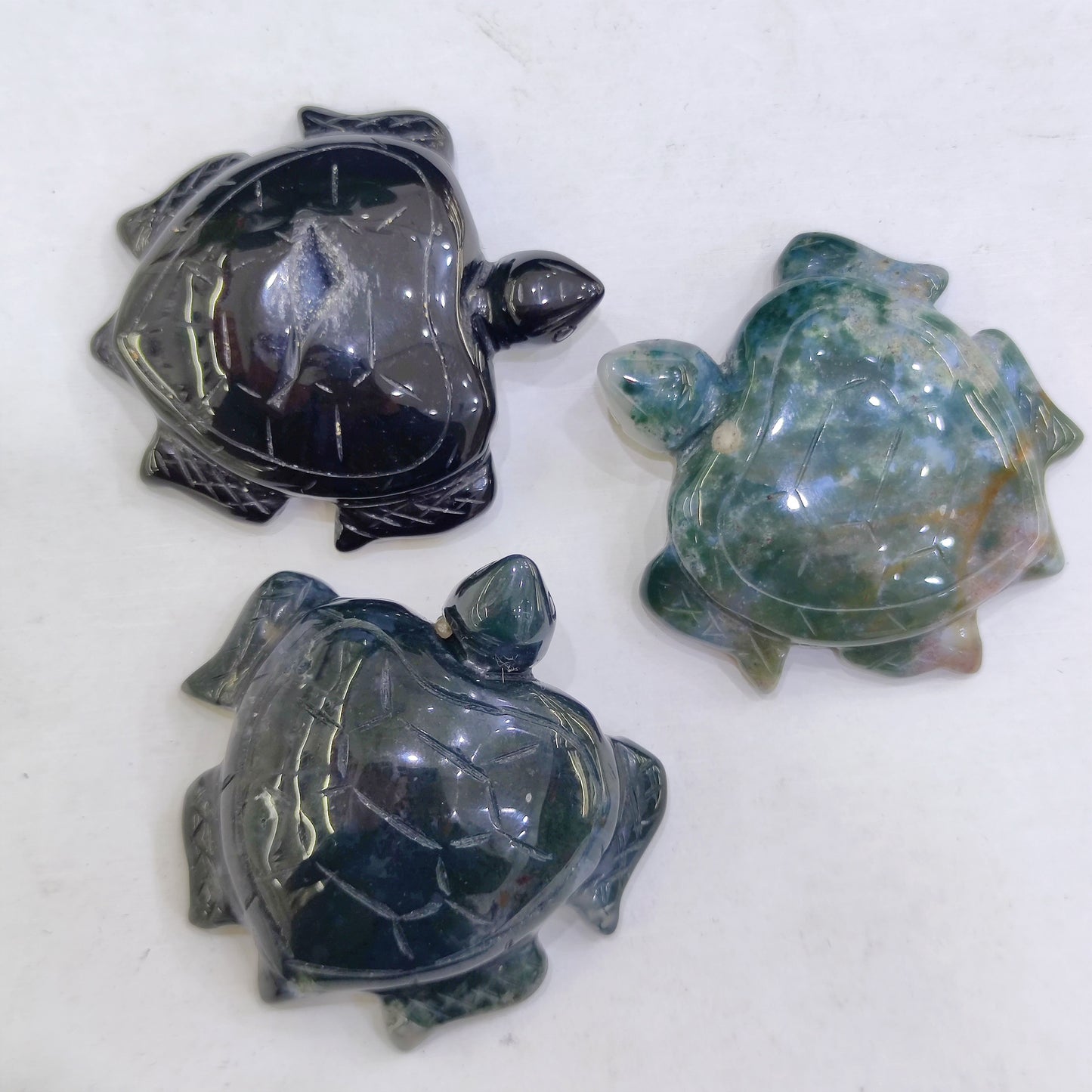 Nice moss agate turtles